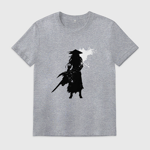 Мужская футболка Самурай и белая луна / Меланж – фото 1