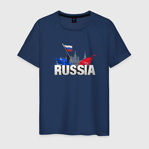 Мужская футболка Russia объемный текст / Тёмно-синий – фото 1