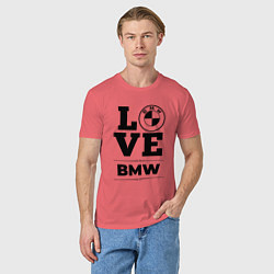 Футболка хлопковая мужская BMW love classic, цвет: коралловый — фото 2