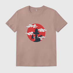 Футболка хлопковая мужская НИНДЗЯ С КОТИКОМ, цвет: пыльно-розовый