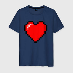 Футболка хлопковая мужская Пиксельное сердце-здоровье - Красный, цвет: тёмно-синий