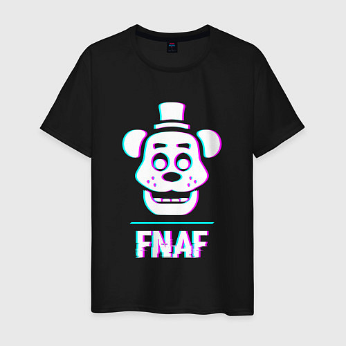 Мужская футболка FNAF в стиле glitch и баги графики / Черный – фото 1
