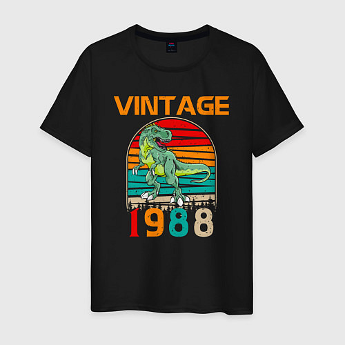 Мужская футболка Винтажный динозавр 1988 / Черный – фото 1