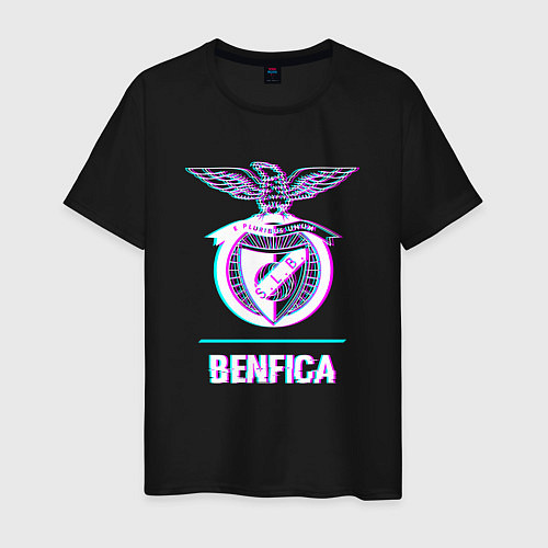 Мужская футболка Benfica FC в стиле glitch / Черный – фото 1