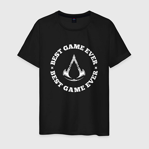 Мужская футболка Символ Assassins Creed и круглая надпись best game / Черный – фото 1