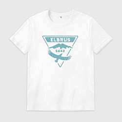 Футболка хлопковая мужская Эльбрус 5642 лого, цвет: белый