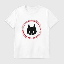 Футболка хлопковая мужская Символ Stray и красная краска вокруг, цвет: белый