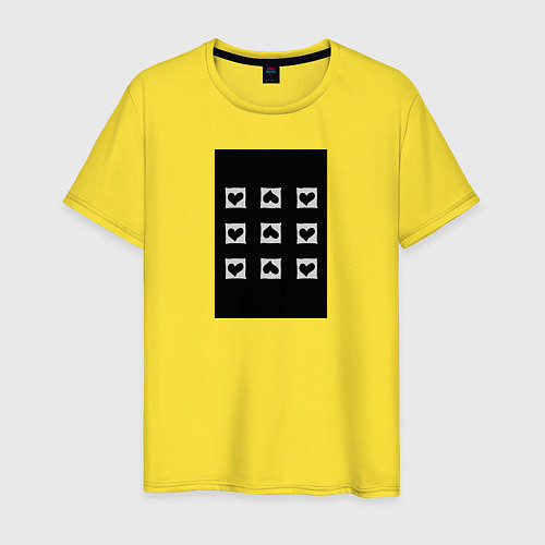 Мужская футболка Девять пустых сердец заплаток / Желтый – фото 1