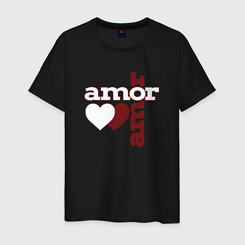 Мужская футболка Amor, Amor - два сердца / Черный – фото 1