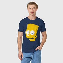 Футболка хлопковая мужская Барт Симпсон - портрет, цвет: тёмно-синий — фото 2