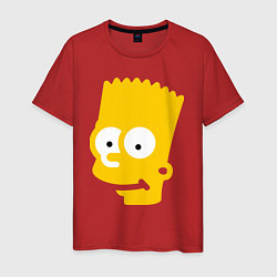 Футболка хлопковая мужская Барт Симпсон - портрет, цвет: красный
