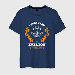 Футболка хлопковая мужская Лого Everton и надпись legendary football club, цвет: тёмно-синий