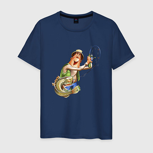 Мужская футболка Рыбка на крючке / Тёмно-синий – фото 1