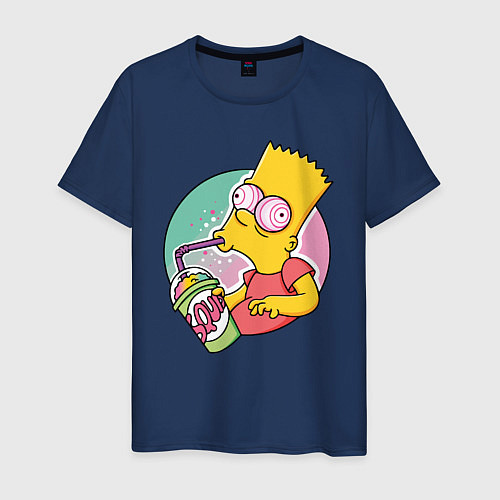 Мужская футболка Барт Симпсон пьёт лимонад / Тёмно-синий – фото 1