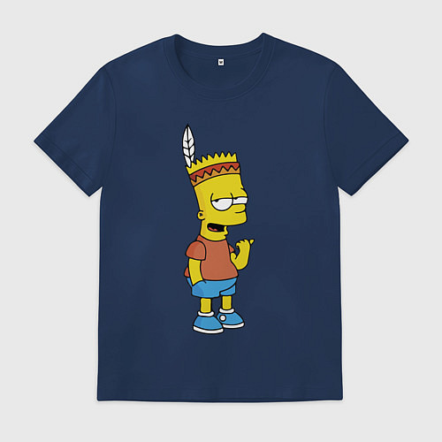 Мужская футболка Барт Симпсон - индеец / Тёмно-синий – фото 1