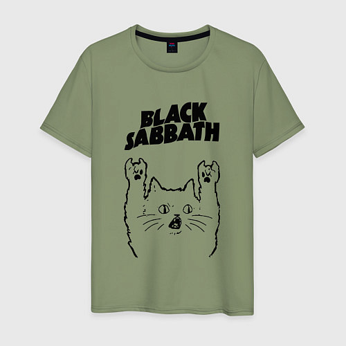 Мужская футболка Black Sabbath - rock cat / Авокадо – фото 1