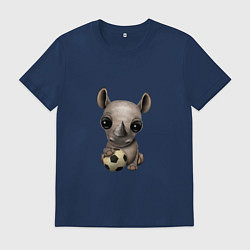 Футболка хлопковая мужская Футбол - Носорог, цвет: тёмно-синий