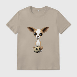 Футболка хлопковая мужская Футбол - Чихуахуа, цвет: миндальный