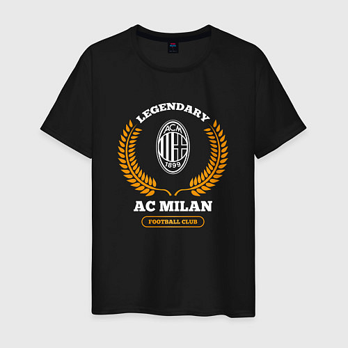 Мужская футболка Лого AC Milan и надпись legendary football club / Черный – фото 1