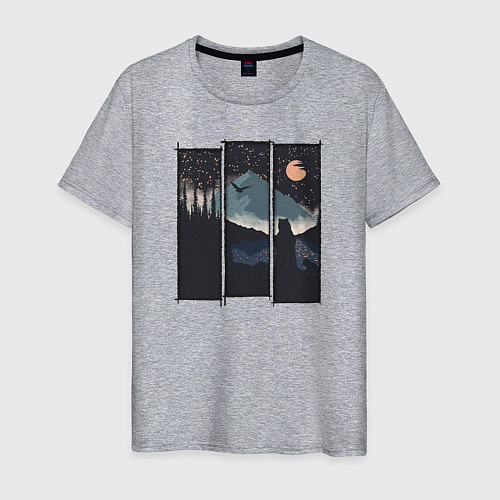 Мужская футболка Оранжевая луна и Сибирь / Меланж – фото 1