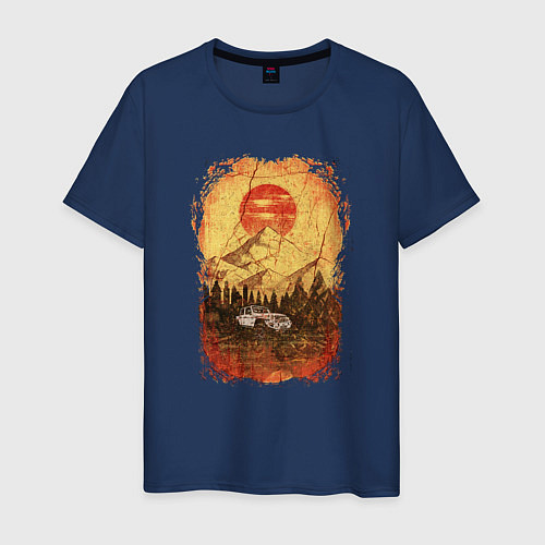 Мужская футболка Внедорожник и солнце / Тёмно-синий – фото 1