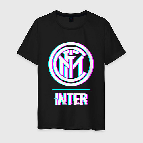 Мужская футболка Inter FC в стиле glitch / Черный – фото 1