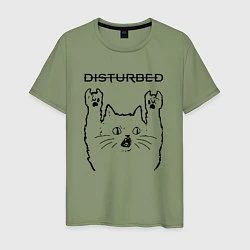 Футболка хлопковая мужская Disturbed - rock cat, цвет: авокадо