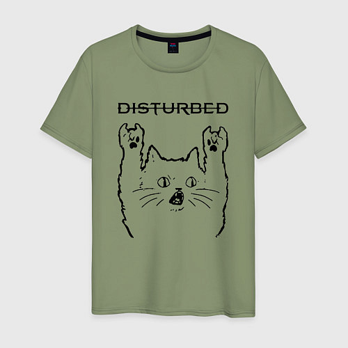 Мужская футболка Disturbed - rock cat / Авокадо – фото 1
