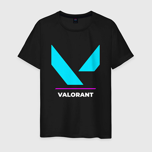 Мужская футболка Символ Valorant в неоновых цветах / Черный – фото 1