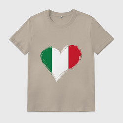 Футболка хлопковая мужская Сердце - Италия, цвет: миндальный