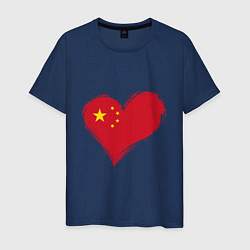 Футболка хлопковая мужская Сердце - Китай, цвет: тёмно-синий