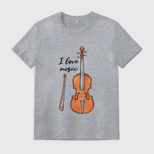Мужская футболка Я люблю скрипку / Меланж – фото 1
