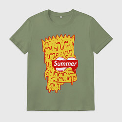 Футболка хлопковая мужская Bart Simpson - Summer, цвет: авокадо