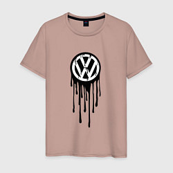 Футболка хлопковая мужская Volkswagen - art logo, цвет: пыльно-розовый