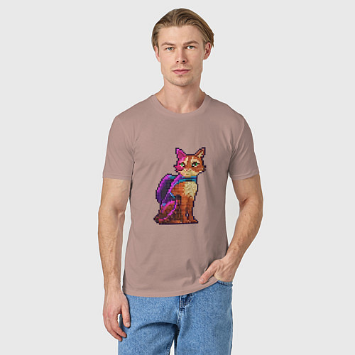 Мужская футболка Stray pixel art / Пыльно-розовый – фото 3
