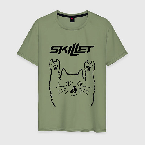 Мужская футболка Skillet - rock cat / Авокадо – фото 1