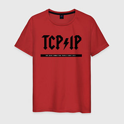 Футболка хлопковая мужская TCPIP Connecting people since 1972, цвет: красный