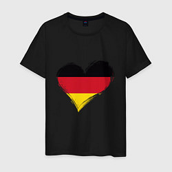 Футболка хлопковая мужская Сердце - Германия, цвет: черный