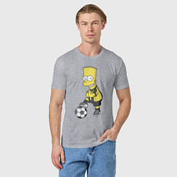 Футболка хлопковая мужская Барт Симпсон - крутой футбольный форвард, цвет: меланж — фото 2