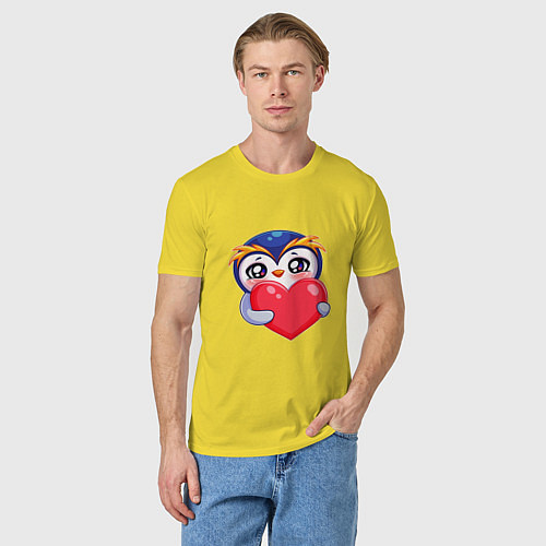 Мужская футболка Пингвиненок с сердцем / Желтый – фото 3