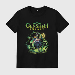 Футболка хлопковая мужская Тигнари из Сумеру, цвет: черный