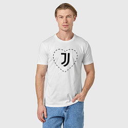 Футболка хлопковая мужская Лого Juventus в сердечке, цвет: белый — фото 2