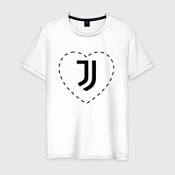Футболка хлопковая мужская Лого Juventus в сердечке, цвет: белый