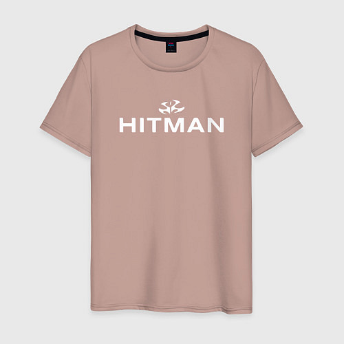 Мужская футболка Hitman - лого / Пыльно-розовый – фото 1