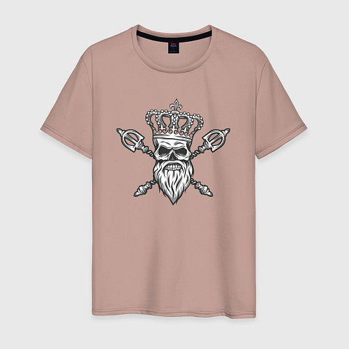 Мужская футболка Череп в короне и с жезлами / Пыльно-розовый – фото 1