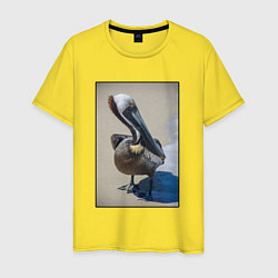 Футболка хлопковая мужская Пеликан у моря, цвет: желтый