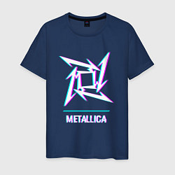 Футболка хлопковая мужская Metallica glitch rock, цвет: тёмно-синий