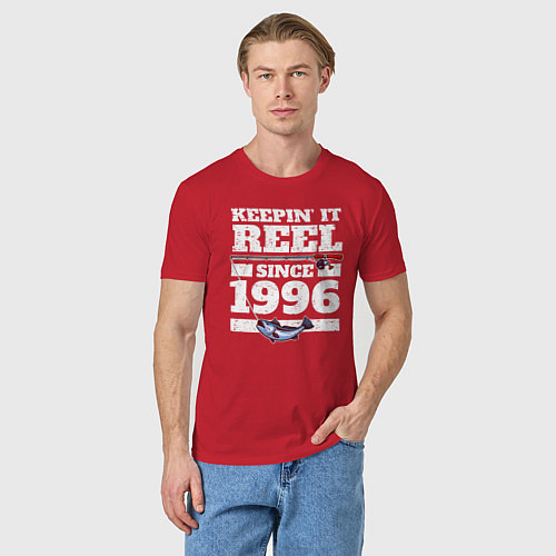 Мужская футболка Держу катушку с 1996 года / Красный – фото 3