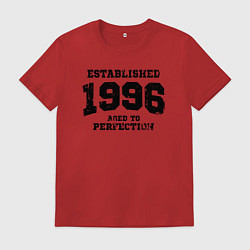 Футболка хлопковая мужская Основана в 1996 году и доведена до совершенства, цвет: красный