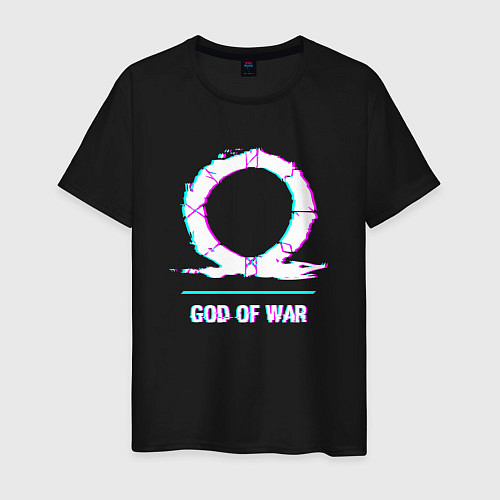 Мужская футболка God of War в стиле glitch и баги графики / Черный – фото 1